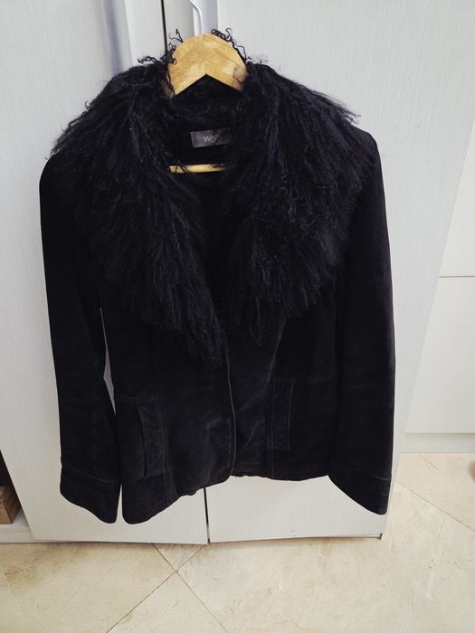 Vand geaca piele intoarsa naturala cu guler blana miel, marimea M