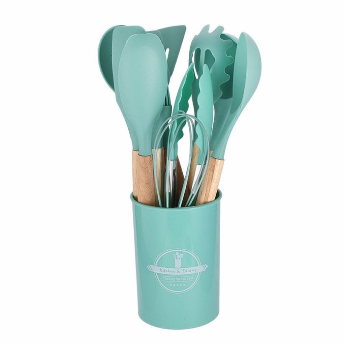 Комплект тенджери + подарък кухненски прибори розов, черен или зелен ц