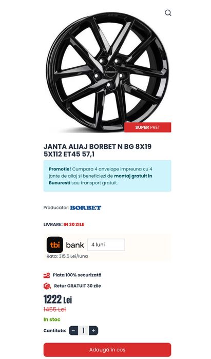Jante 5x112 VW Passat Arteon CC Golf Tiguan T-Roc Skoda Octavia Superb Karoq Kodiaq Seat Ateca Cupra Audi Q2 Q3 A3
