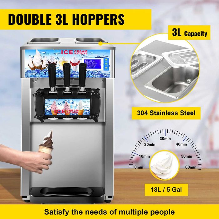 Нова Профи сладолед машина  за мек италиански сладолед 3 вкуса