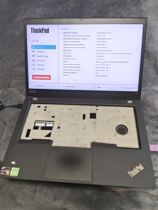 Dezmembrez /vând Lenovo Thinkpad T14 gen 1 ,AMD ryzen 5 4650u,16 GB RAM ,display 14 fhd ips touchscreen ,incomplet
