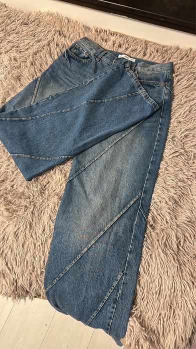 Дънки Манго Mango , сив панталон с ластик Бершка Bershka