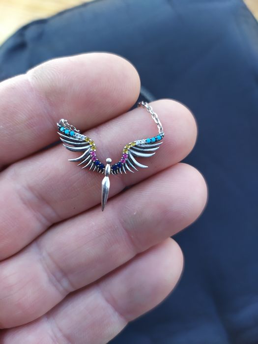 Сребърен медальон/колие с камъчета