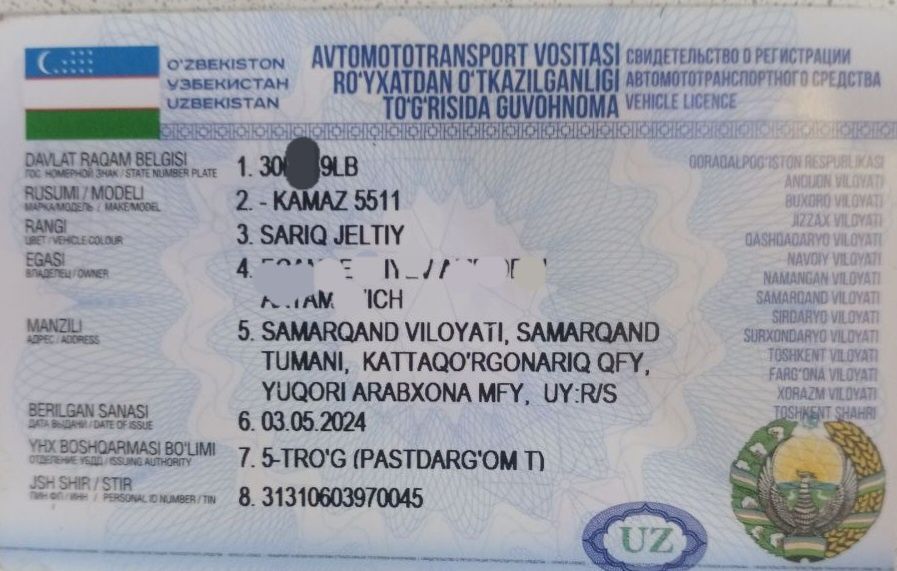 Камаз самасвал сотилади зудлик билан газга рухсати бор.