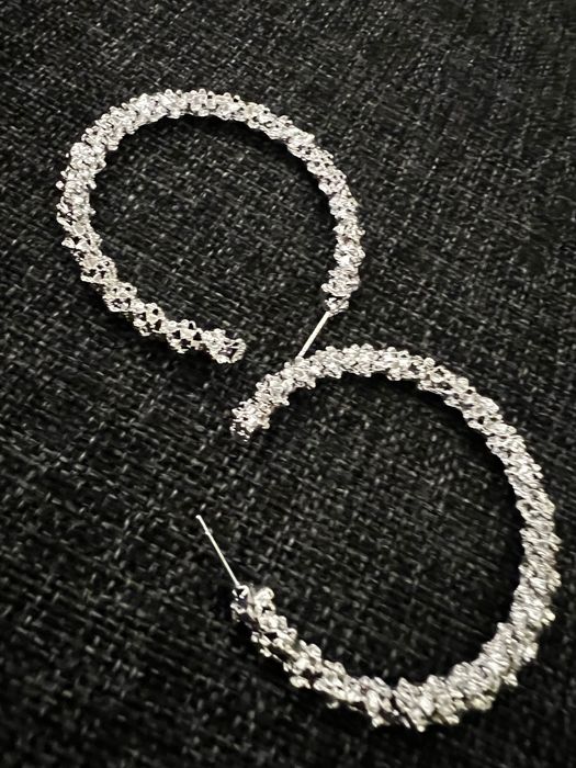 Модерни обеци с кристали, големи кръгли обеци, семпли обеци