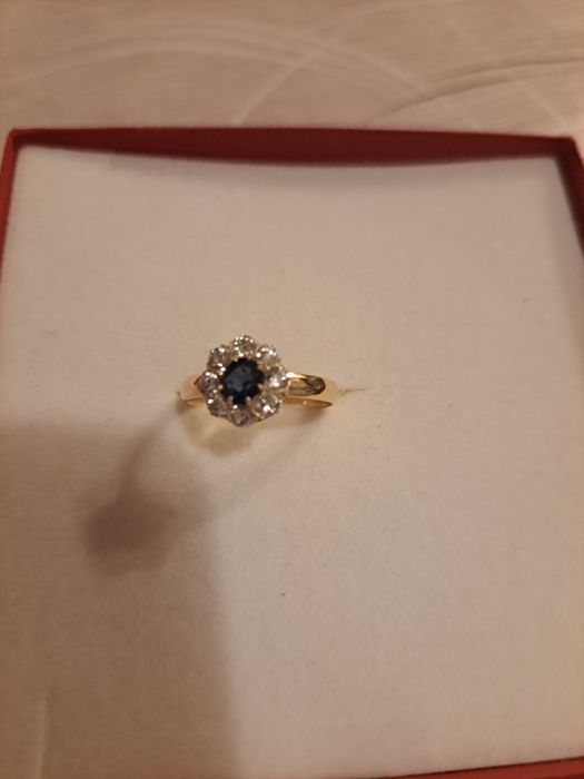 Inel aur cu safir si diamante