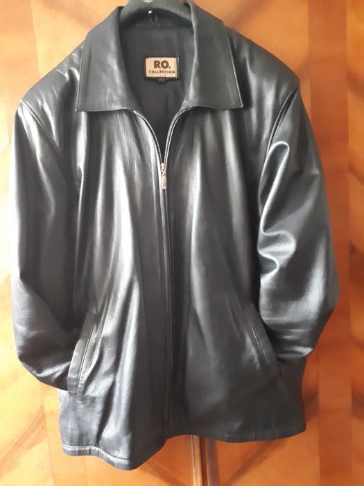 Haină neagră bărbătească  din piele naturală