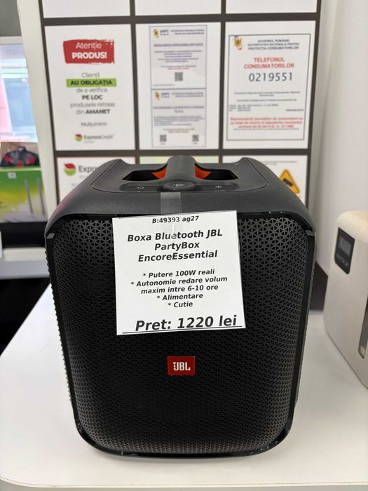Boxa Bluetooth JBL Party Box Encore Essential 100W (ECA27 b.49393) Garantie 2 ani!