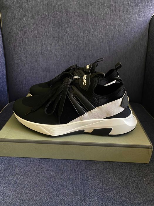 TOM FORD Jago panelled logo-patch sneakers
