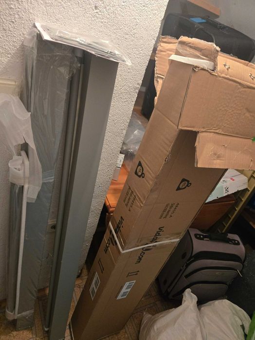 НОВА Прибираща се странична тента vidaXL, кремава, 140x600 см