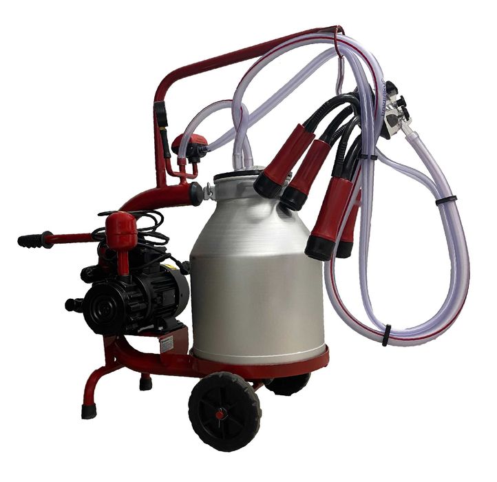 Aparat de muls vaci, 1 post, 1 bidon 30L aluminiu, pahare plastic 250l/min 0,55kw