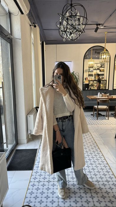 Шубка тедди длинная