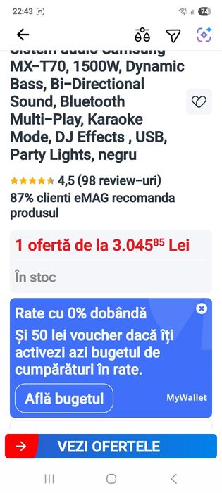 Sistem audio in garanție , folosit două luni