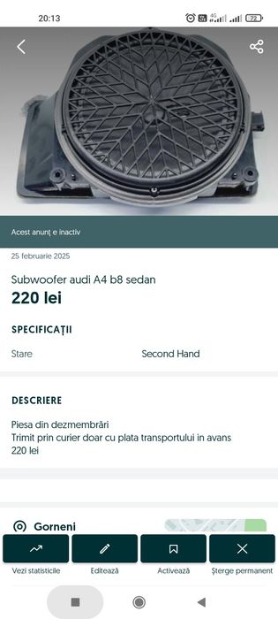 Subwoofer audi A4 b8 sedan