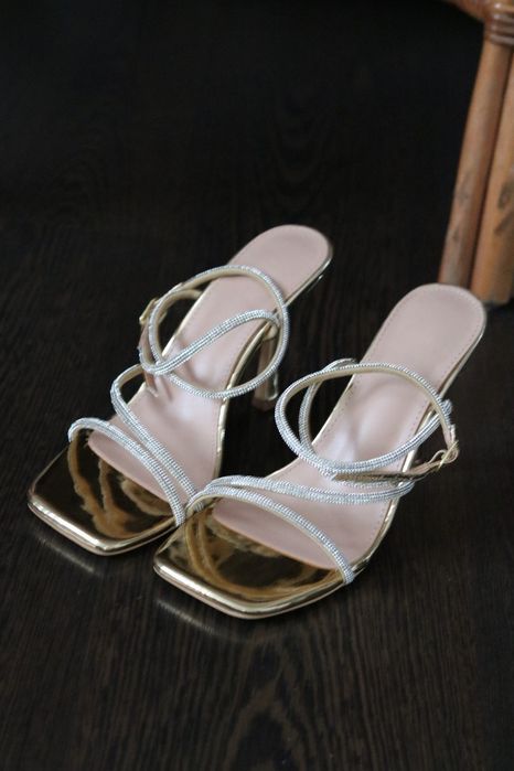 Sandale aurii cu toc 10cm