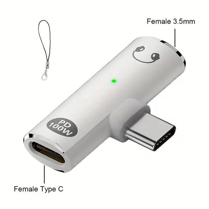 Quloqchin va Zaryadlovchi Adapter Type-C + 3.5mm jack = Type-C
