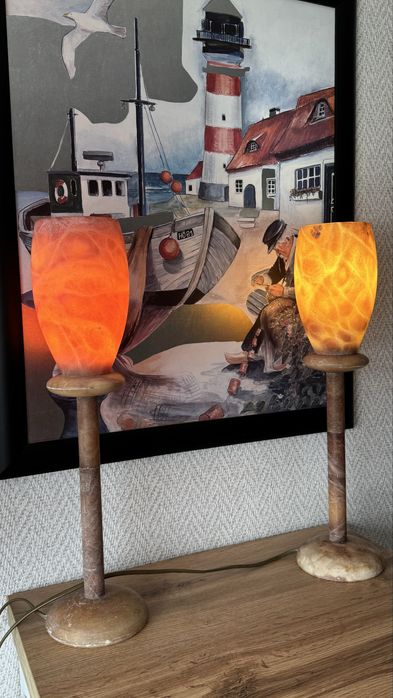 Винтидж нощни лампи от алабастър 2бр