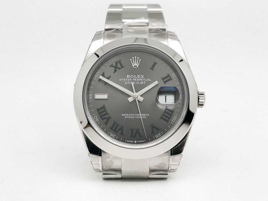 Rolex Datejust 41mm Smooth Bezel Grey Roman Dial Oyster – 41мм, автоматичен, сива циферблат, реални снимки