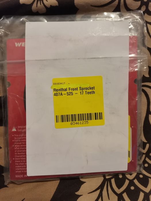 Преден пиньон, зъбно колело, зъбчатка Renthal 407A-525 -17 зъба за KTM