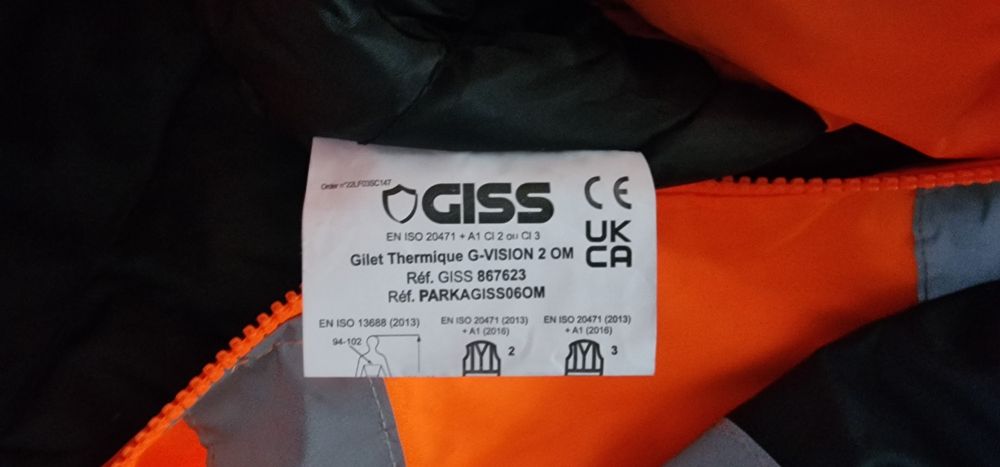 Geaca/Parka de munca GISS, portocalie,  marime L