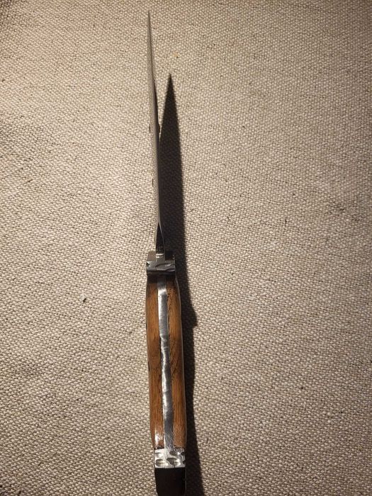 Cutit vanatoare lucrat manual, unicat, foaie arc, maner lemn