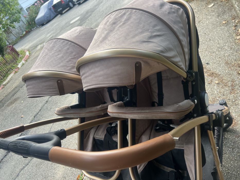 Carucior gemeni Chipolino Duo Smart 2 in 1 golden beige