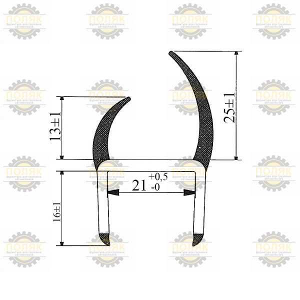 Уплотнитель для фургона 21мм Резинопластиковый
