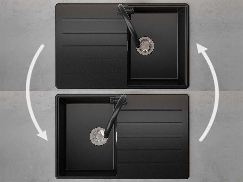 Черна кухненска гранитна мивка Копенхаген 780х500 Top 45