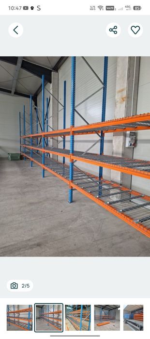 Rafturi metalice industriale second-hand pentru depozitare paleti și marfa manuala