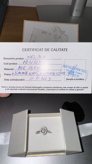 Inel logodna Diamante - factura achizitie ca NOU