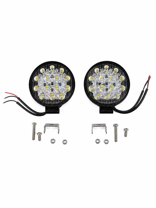 Set 2 proiectoare LED auto offroad rotunde 42W, 10.8 cm, iluminare auxiliara