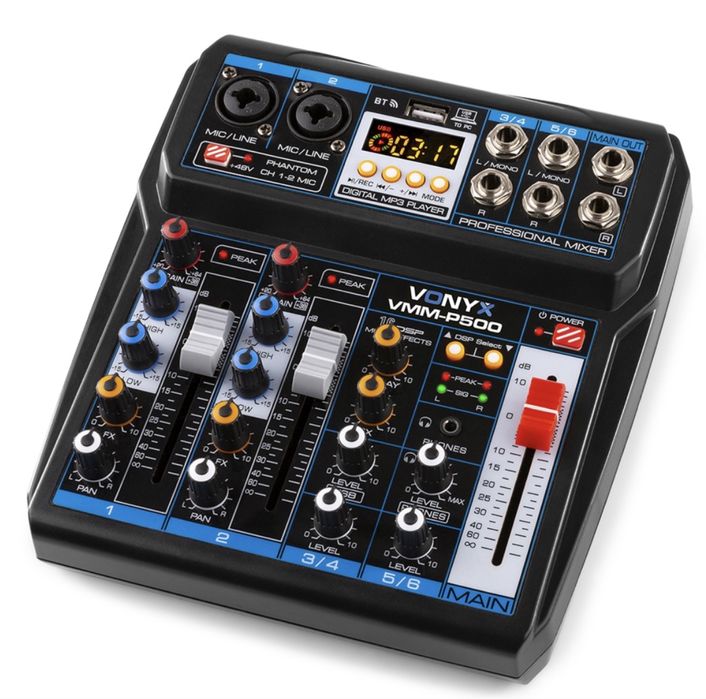 Mixer analog 4 canale Vonyx VMM-P500, Bluetooth, USB, MP3, Jack, XLR