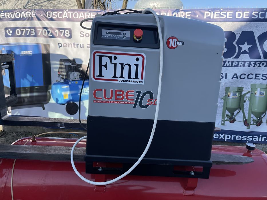 Compresor cu surub Fini 7,5kw cu rezervor 500l si uscator aer An 2021