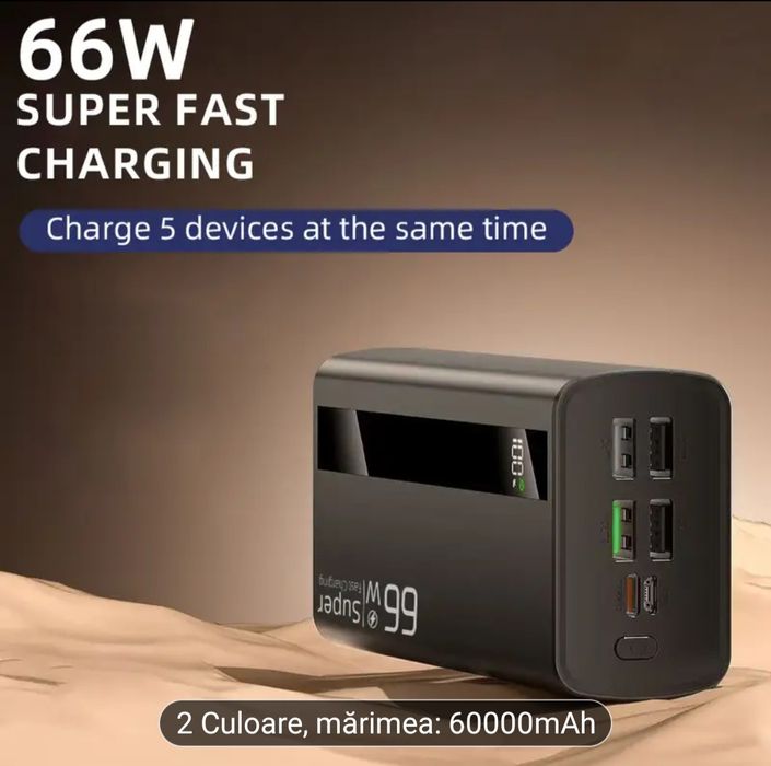 60000 mAh- Baterie externa super rapidă pentru Apple,Android...