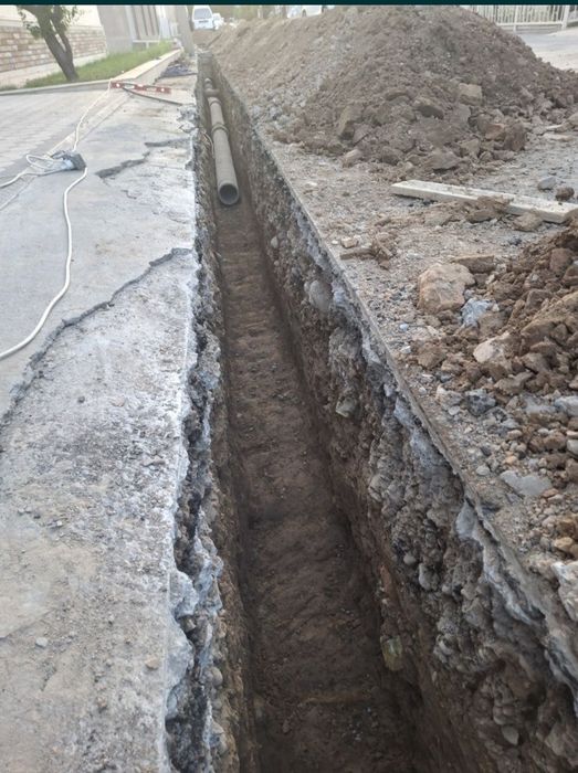 Ура Транша Подивал ЯмаТунел казиш ишлари Канализация полне установка