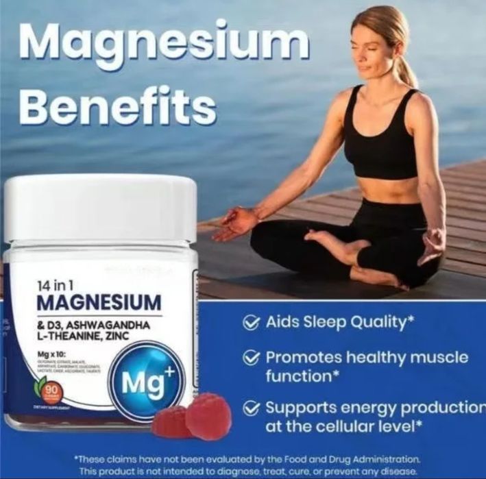 Complex Magneziu 14 in 1 !!! Bisglicinat + Citrat+ Ashwaghanda, L- Theanina, Vit D3, Zinc !