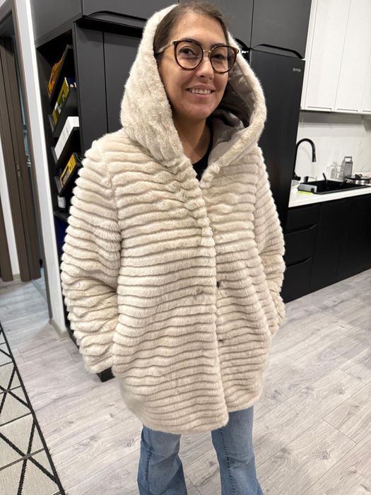 Palton imitatie blana 34-36 Crem