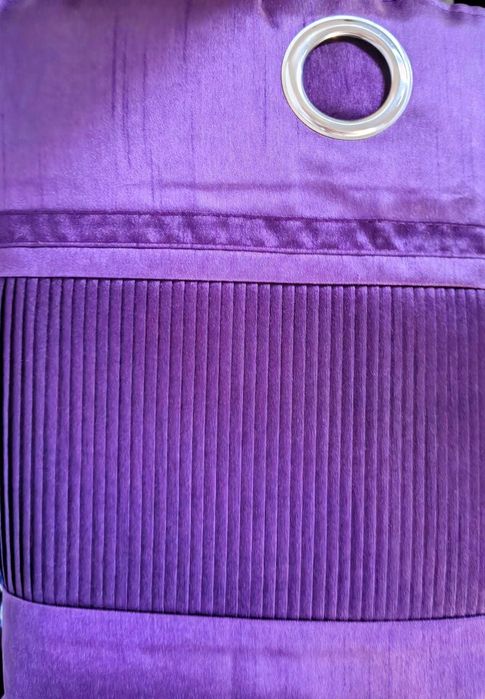 Set Draperii Elegante Faux Silk & Catifea Mov Imperial (2 bucăți) Opace cu inele