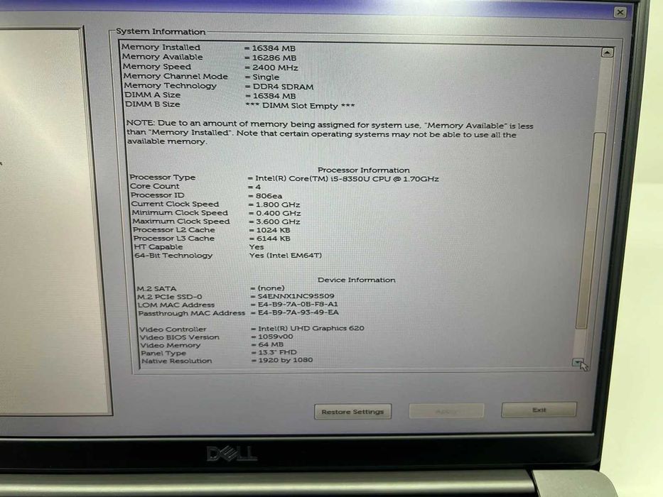 Laptop SH Dell Latitude 7390 i5-8350U SSD NVME 512GB 16GB Ram Touch