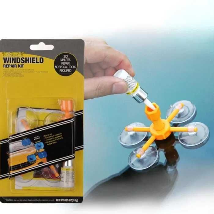 Ремонтен комплект за спукани стъкла или фар, с вендузи