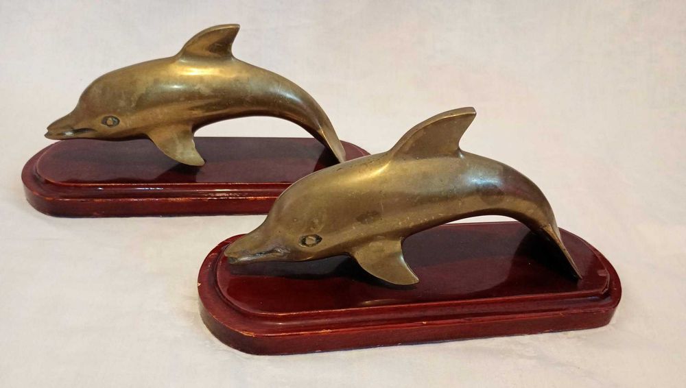 Statuete delfini din alama masiva / bronz, in stil art-deco