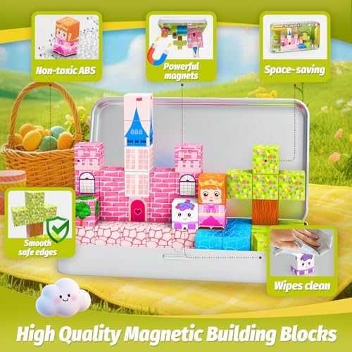 Нова детска играчка Мини магнитни блокчета 45 части с метална кутия за пътуване