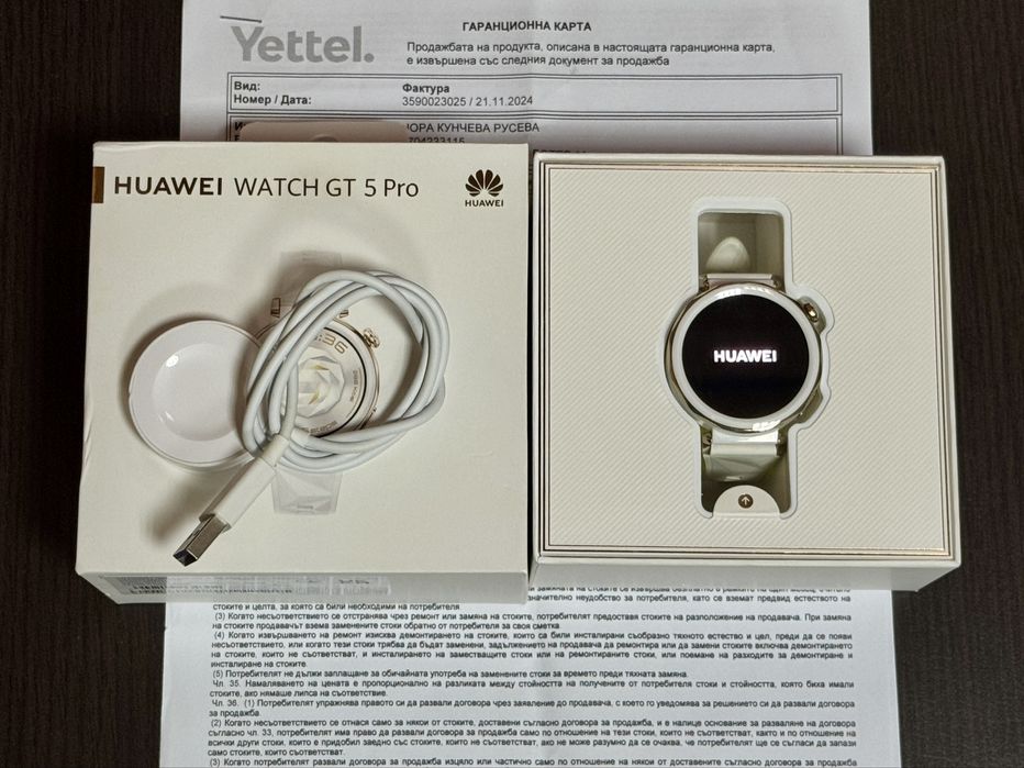 Гаранция! Huawei Watch GT 5 PRO 42mm White Fluoroelastomer Strap