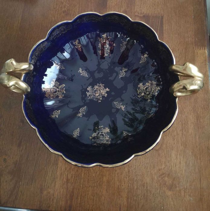 Ваза. Уникална, винтидж, порцелан Alcobaca Алкобаса -кобалт, син