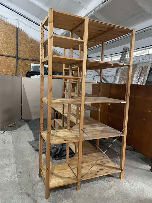 Дървен ъглов стелаж ,модулен - 335 /123 / 230 височина