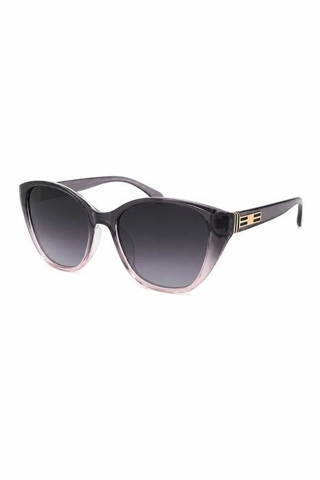 Ochelari de soare dama Amélie Grey, model Cat Eye, polarizati UV400, lentile smoke degradé, rama fumurie translucida, toc inclus
