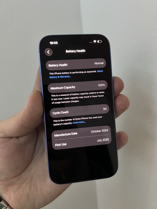 iPhone 16 Blue 100% baterie impecabil