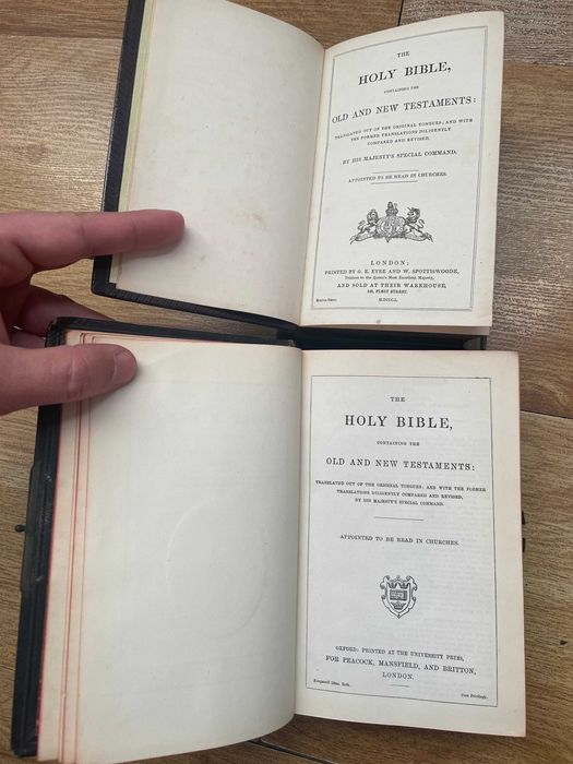 2 Biblii vechi + 2 carti rugaciuni ( Prayer Book ), engleza, an 1850