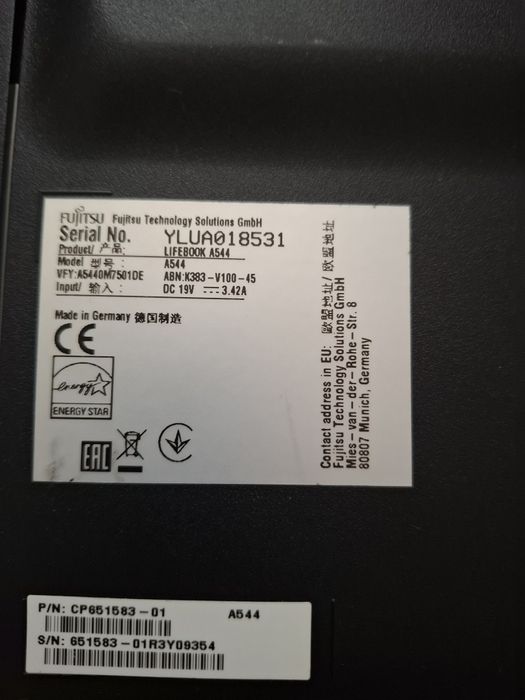 Laptop fujitsu lifebook A544