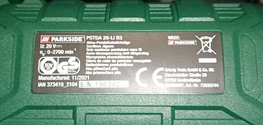 Parkside ferastrau pendular fierastrau soricel pe baterie 20V 2A 4A 8A